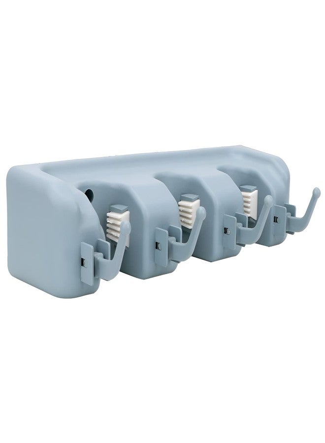 Garth Plastic Broom Holder Wall Mounted | Mop Holder For Wall | Mop And Broom Holder Wall Mount | Mop Stand | Broom Hanger Wall Mounted With Hanger Hooks For Bathroom & Kitchen (3 Slot 4 Hooks) - Image 2